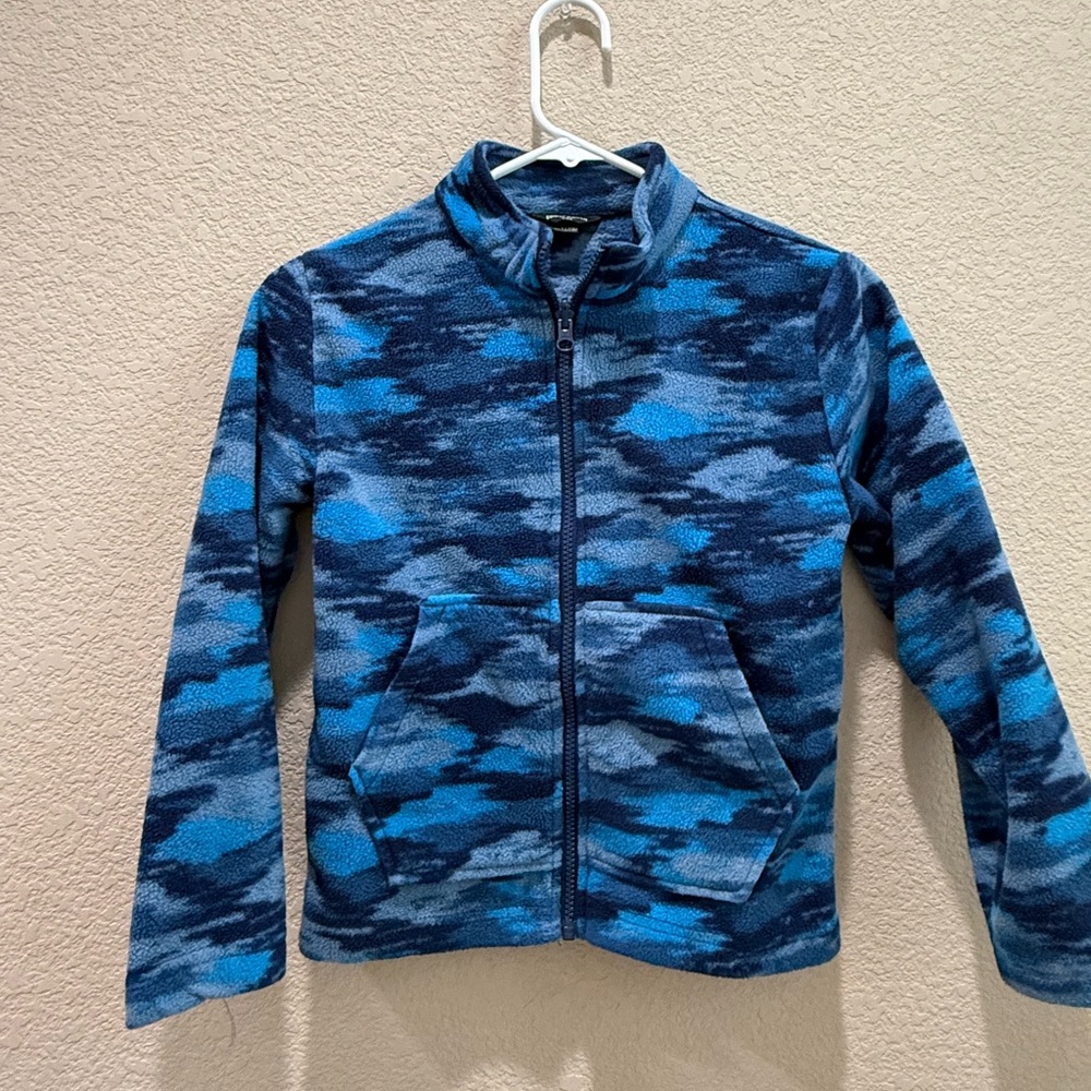 Eddie Bauer Kids Blue Camouflage Zip-Up Fleece Jacket